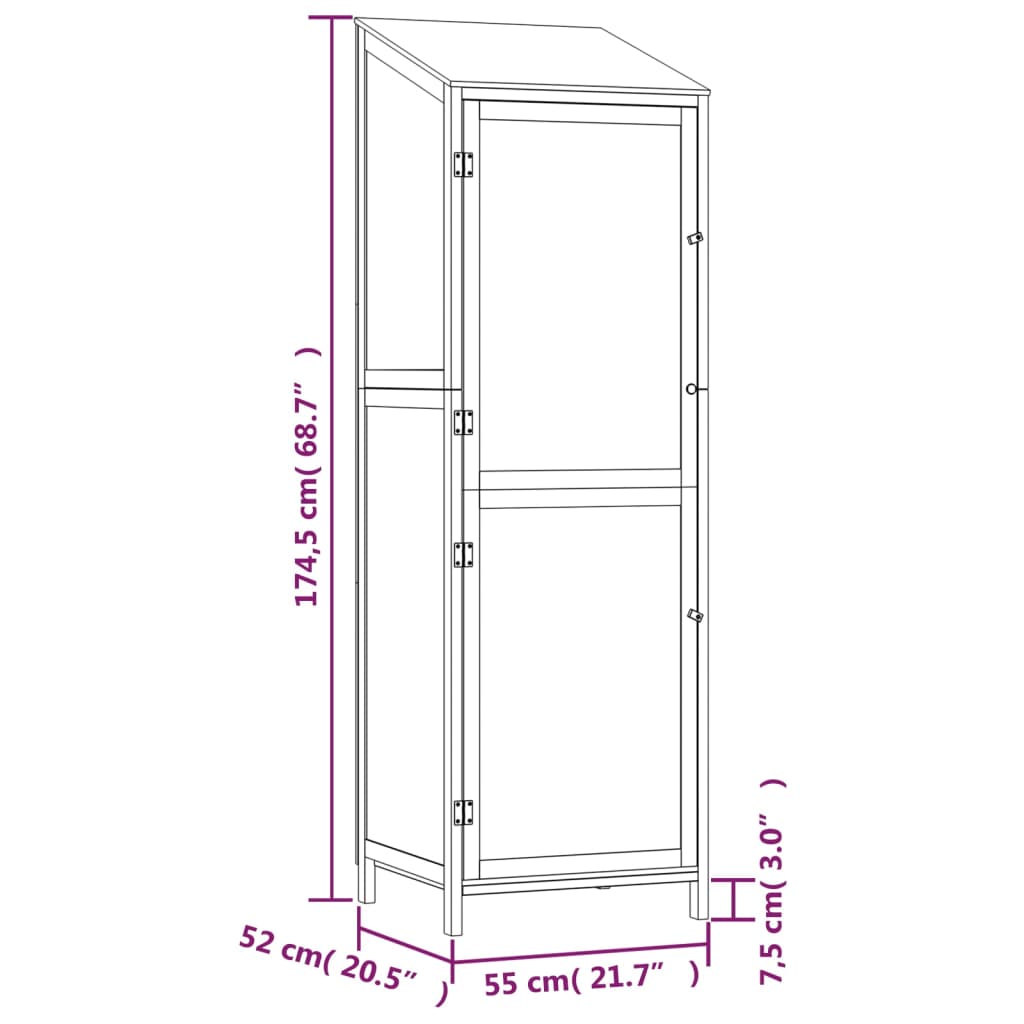 vidaXL Remise de jardin Marron 55x52x174,5 cm Bois de sapin solide