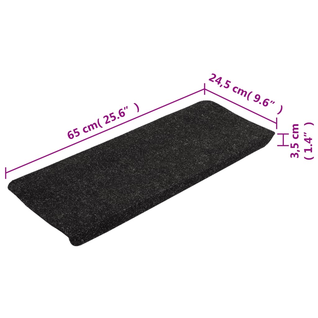 vidaXL Tapis d'escalier auto-adhésifs 15 pcs 65x24,5x3,5 cm Anthracite