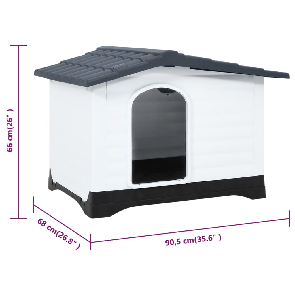 vidaXL Niche pour chien Gris 90,5x68x66 cm Polypropylène