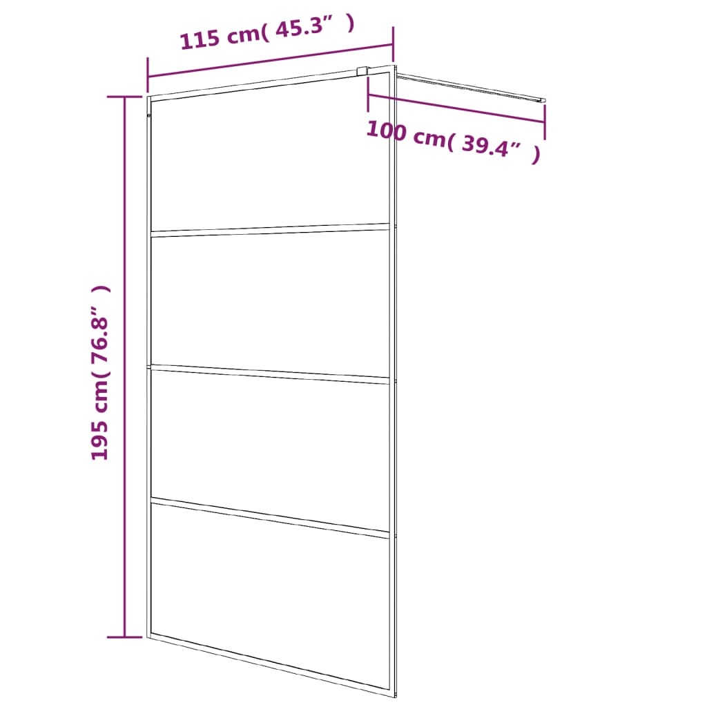 vidaXL Paroi de douche Noir 115x195 cm Verre ESG dépoli