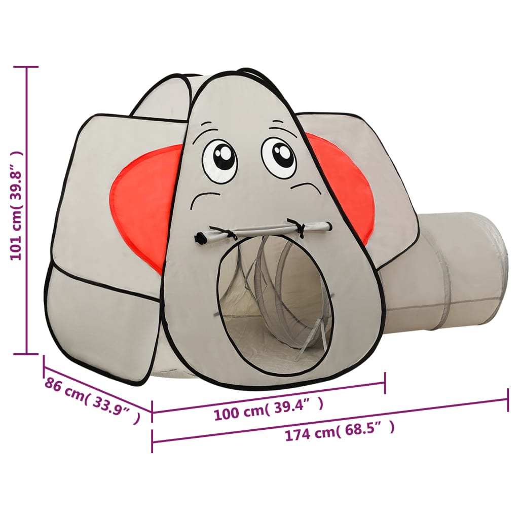 vidaXL Tente de jeu pour enfants Éléphant Gris 174x86x101 cm