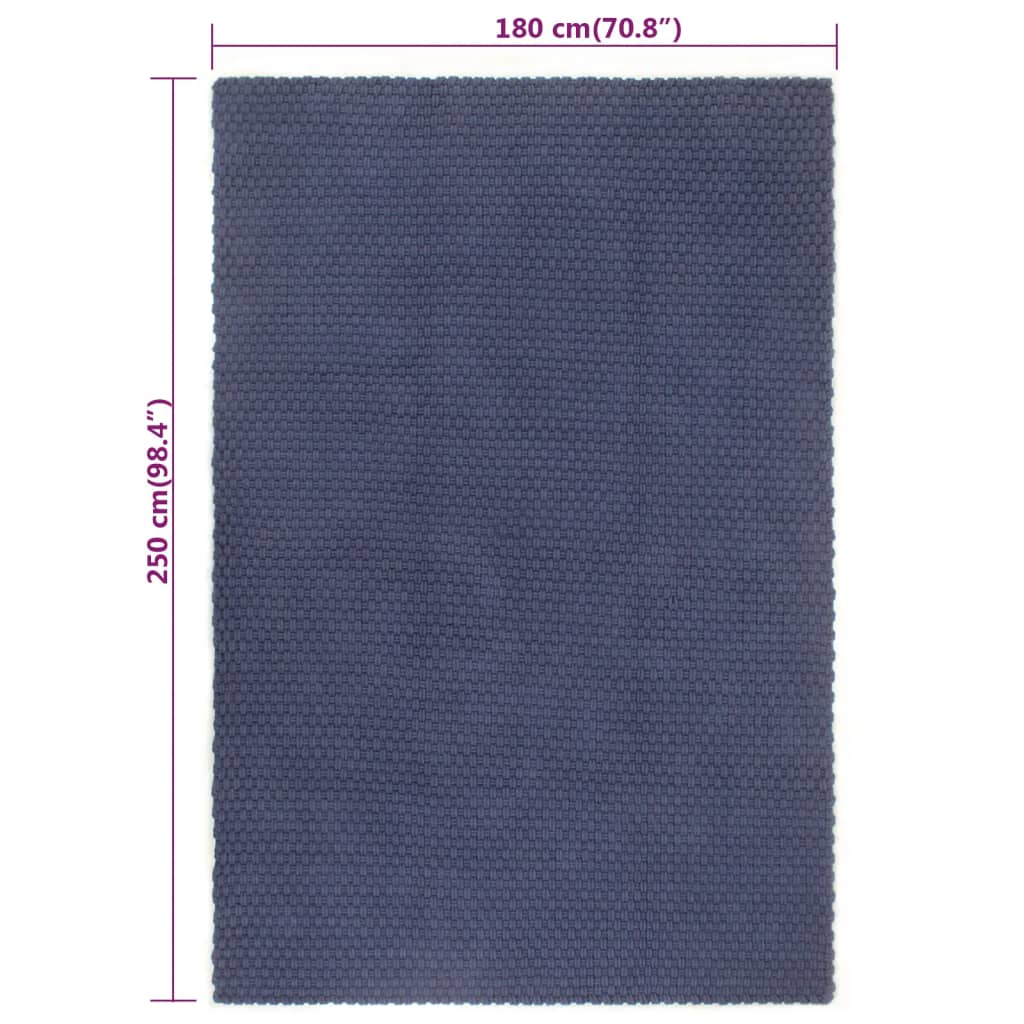 vidaXL Tapis rectangulaire Bleu marine 180x250 cm Coton