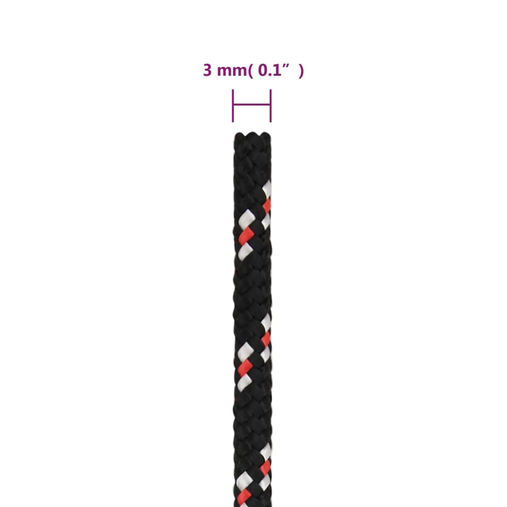 vidaXL Corde de bateau Noir 3 mm 250 m Polypropylène