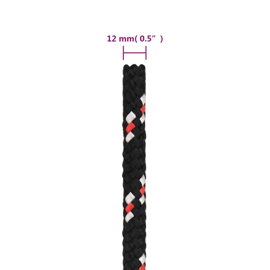 vidaXL Corde de bateau Noir 12 mm 25 m Polypropylène