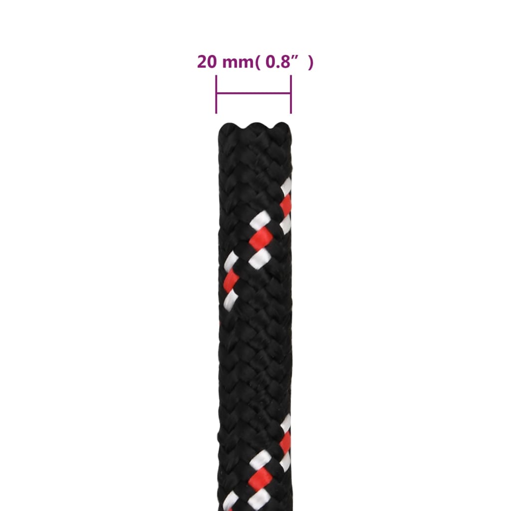 vidaXL Corde de bateau Noir 20 mm 100 m Polypropylène
