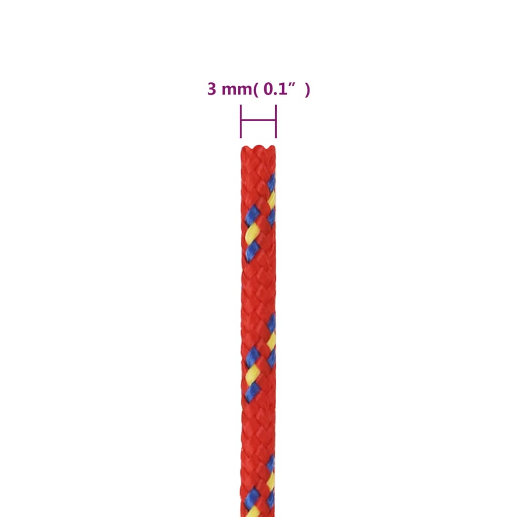 vidaXL Corde de bateau Rouge 3 mm 500 m Polypropylène