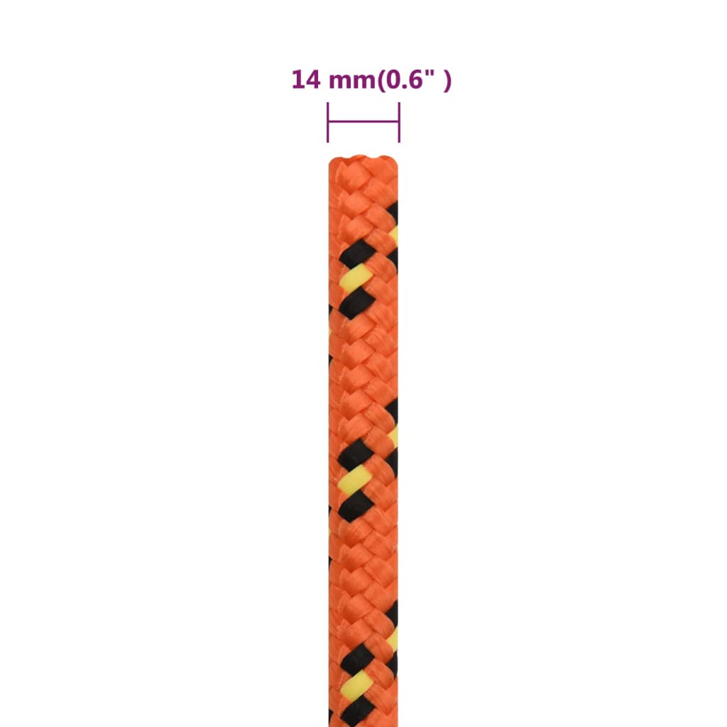 vidaXL Corde de bateau Orange 14 mm 100 m Polypropylène