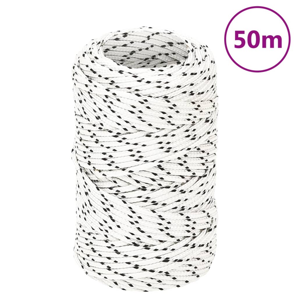 vidaXL Corde de bateau tressé Blanc 2 mmx50 m Polyester