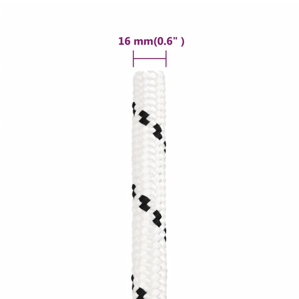 vidaXL Corde de travail Blanc 16 mm 100 m Polyester