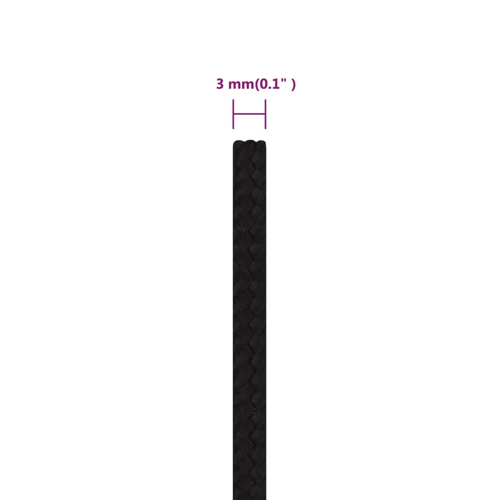 vidaXL Corde de travail Noir 3 mm 25 m Polyester