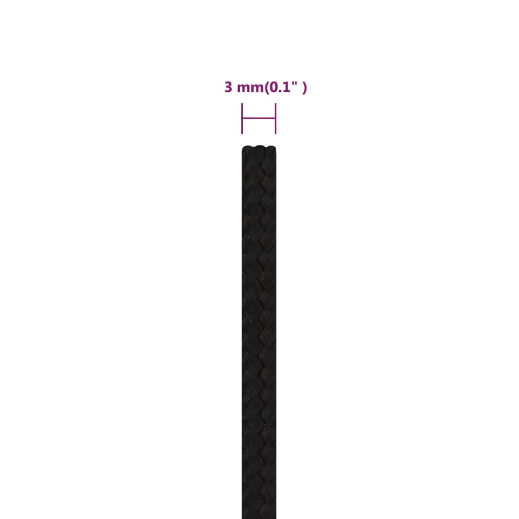 vidaXL Corde de travail Noir 3 mm 50 m Polyester