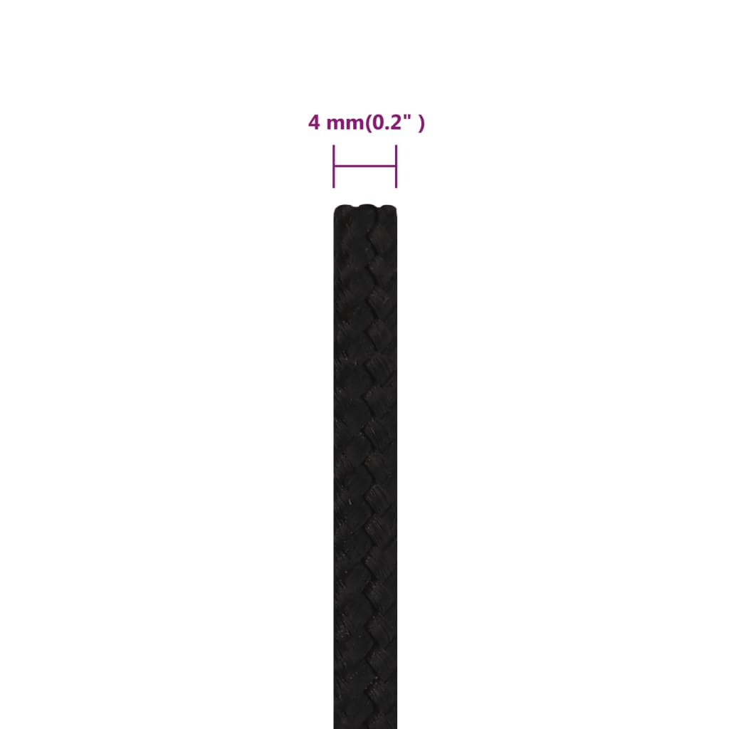 vidaXL Corde de travail Noir 4 mm 25 m Polyester