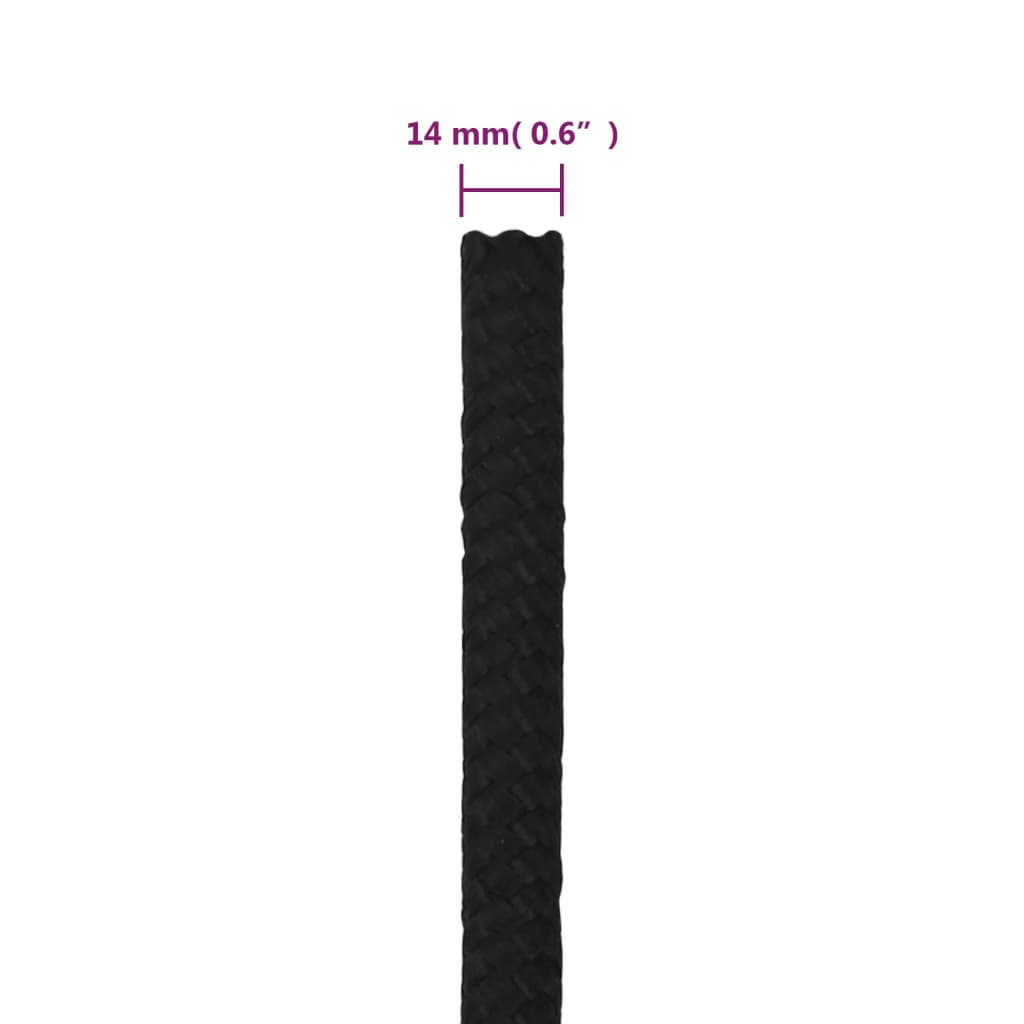 vidaXL Corde de travail Noir 14 mm 250 m Polyester