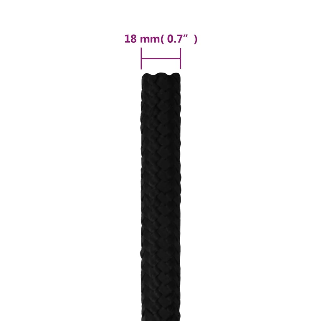 vidaXL Corde de travail Noir 18 mm 50 m Polyester