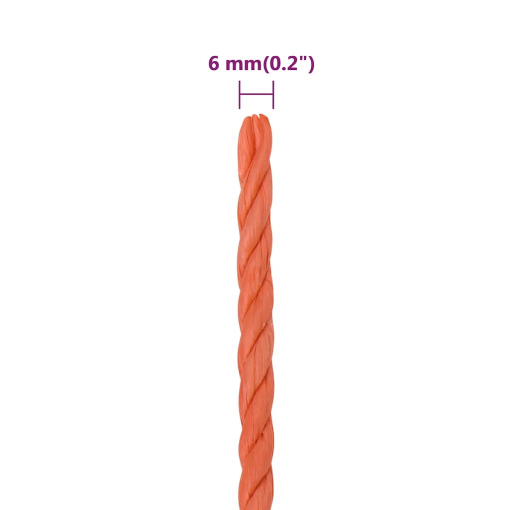 vidaXL Corde de travail Orange 6 mm 50 m Polypropylène