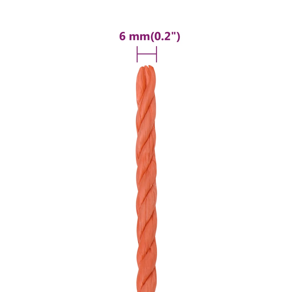 vidaXL Corde de travail Orange 6 mm 100 m Polypropylène