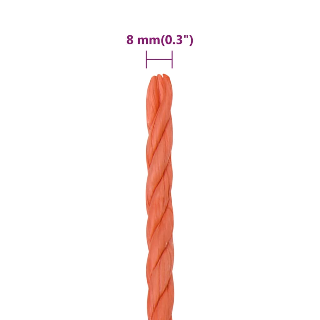 vidaXL Corde de travail Orange 8 mm 50 m Polypropylène