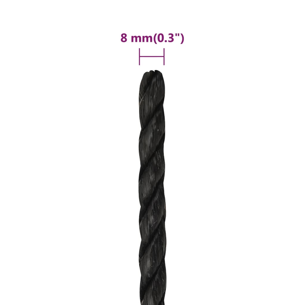 vidaXL Corde de travail Noir 8 mm 25 m polypropylène