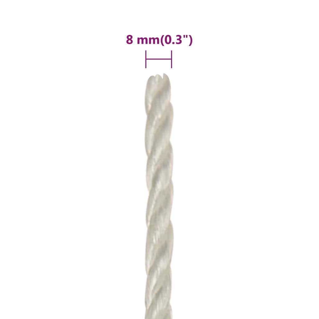 vidaXL Corde de travail Blanc 8 mm 50 m polypropylène