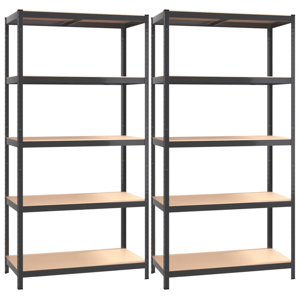 vidaXL Étagères à 5 niveaux 2pcs Anthracite Acier et bois d'ingénierie