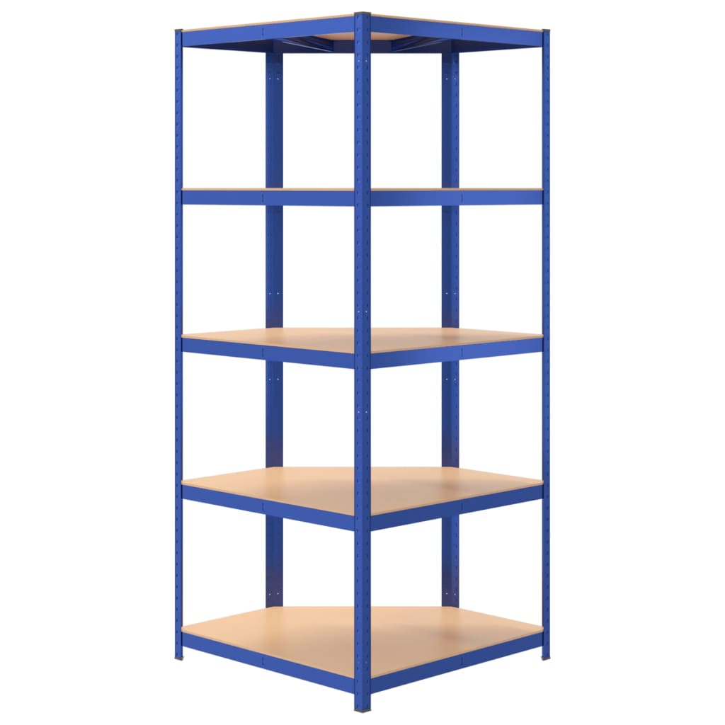 vidaXL Étagère d'angle à 5 niveaux Bleu Acier et bois d'ingénierie