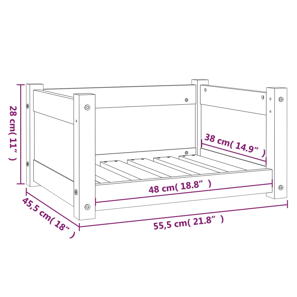 vidaXL Lit pour chien 55,5x45,5x28 cm Bois massif de pin