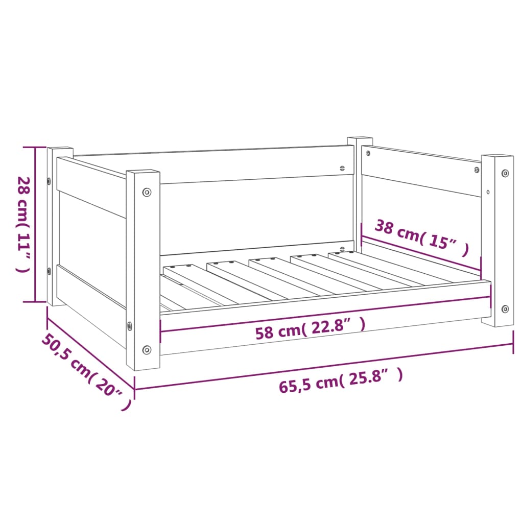 vidaXL Lit pour chien Blanc 65,5x50,5x28 cm Bois de pin solide