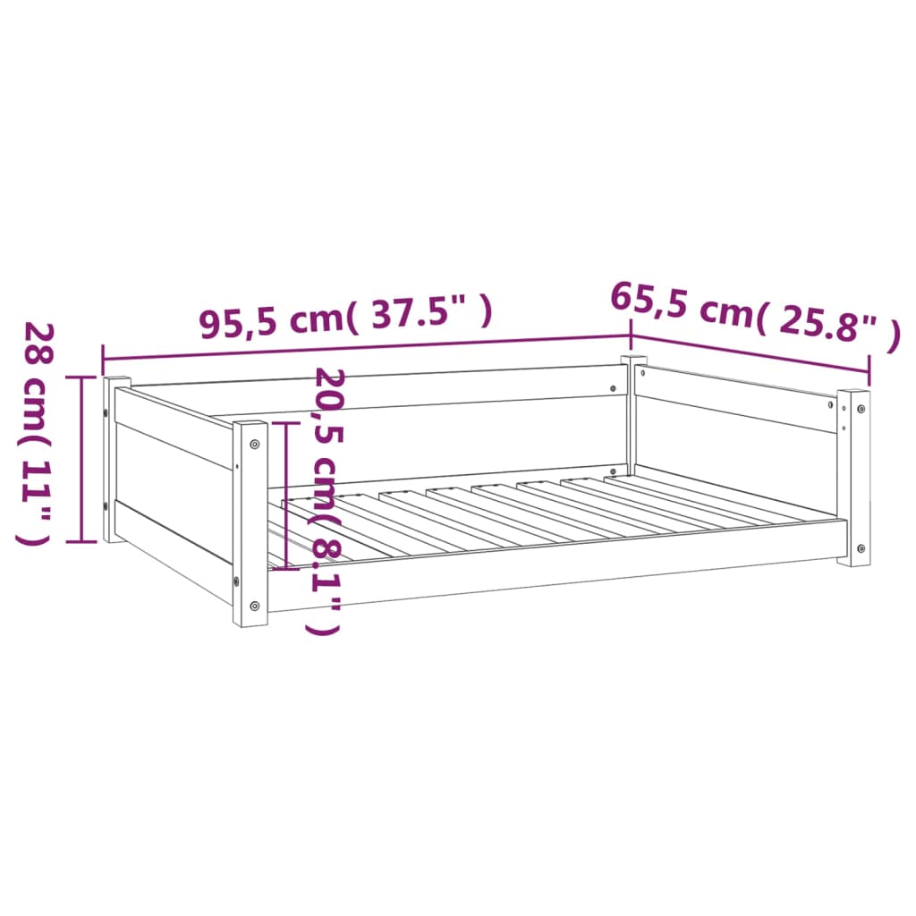 vidaXL Lit pour chien 95,5x65,5x28 cm Bois de pin solide