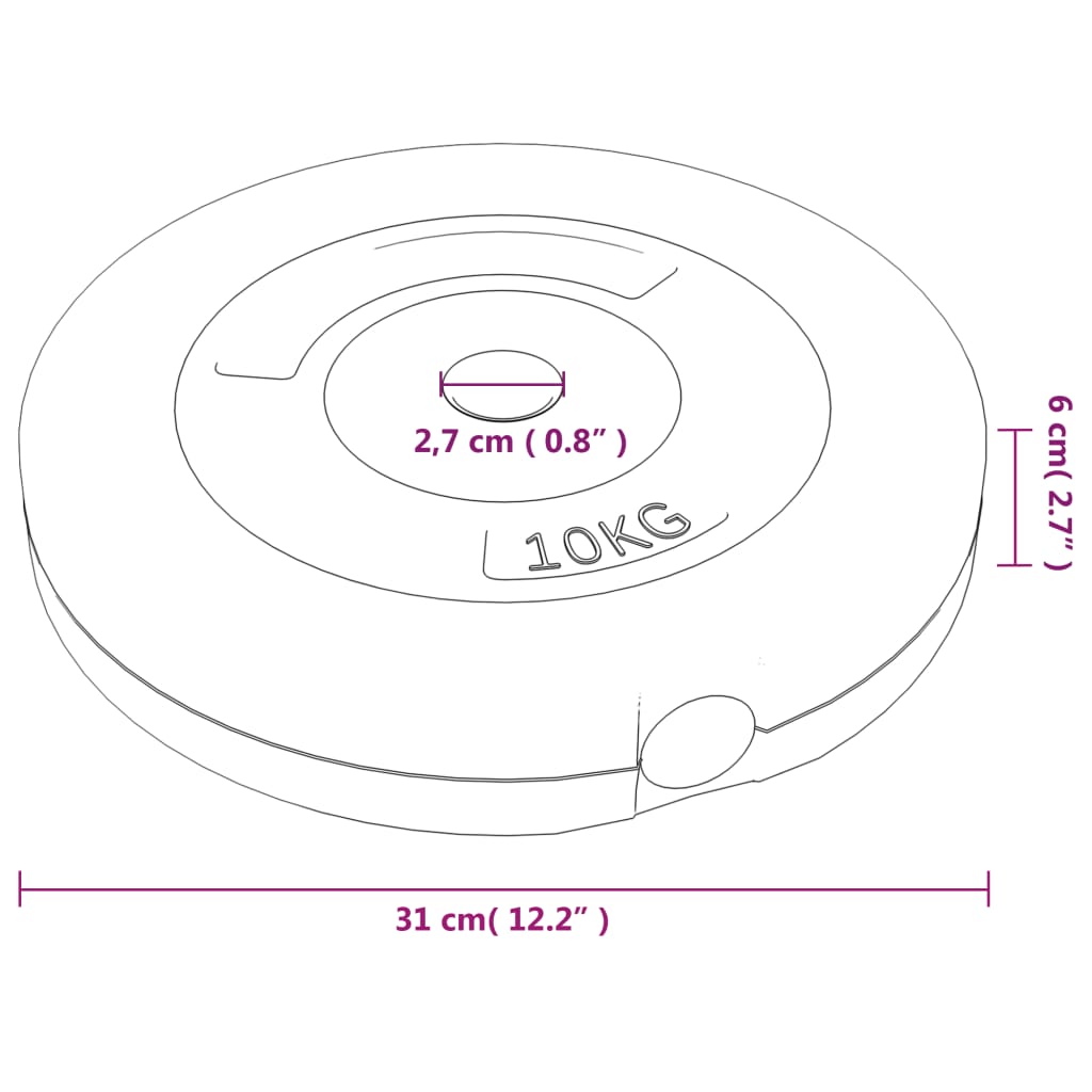vidaXL Plaques de poids 4 pcs 30 kg Béton