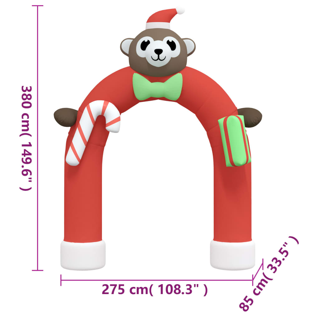 vidaXL Porte voûtée gonflable de Noël avec LED 380 cm