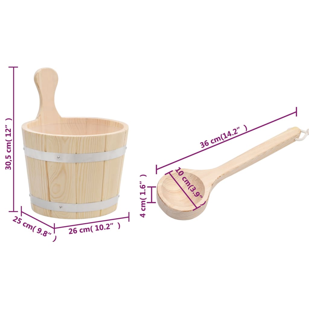 vidaXL Ensemble de seau et louche pour sauna Bois massif de pin