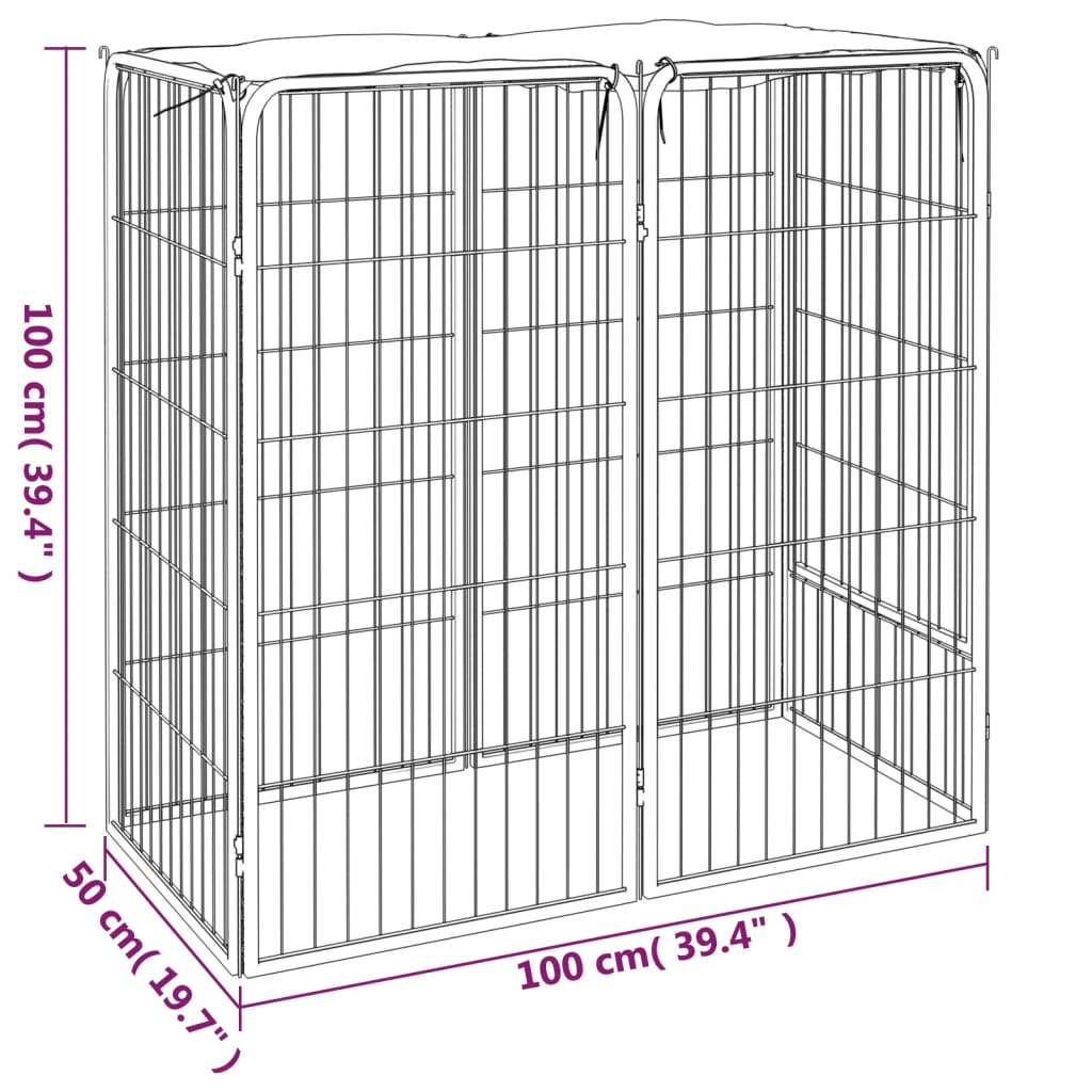 vidaXL Parc pour chien 6 panneaux Noir 50x100cm Acier enduit de poudre