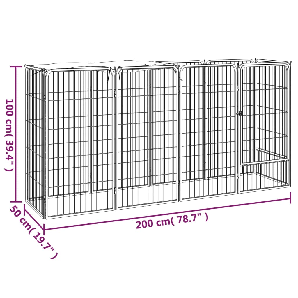 vidaXL Parc pour chien 10panneaux Noir 50x100cm Acier enduit de poudre