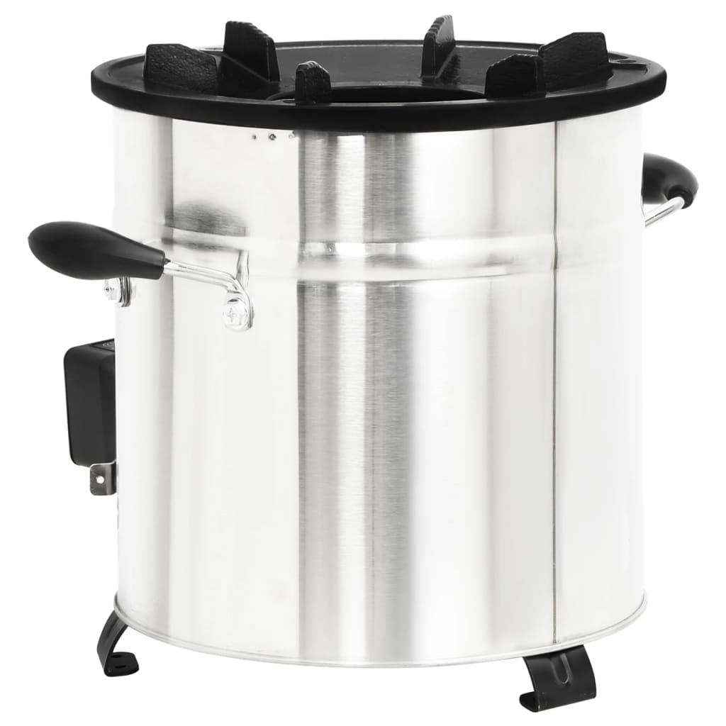 vidaXL Poêle à bois avec ventilateur USB Argenté 35,5x26x28 cm Inox