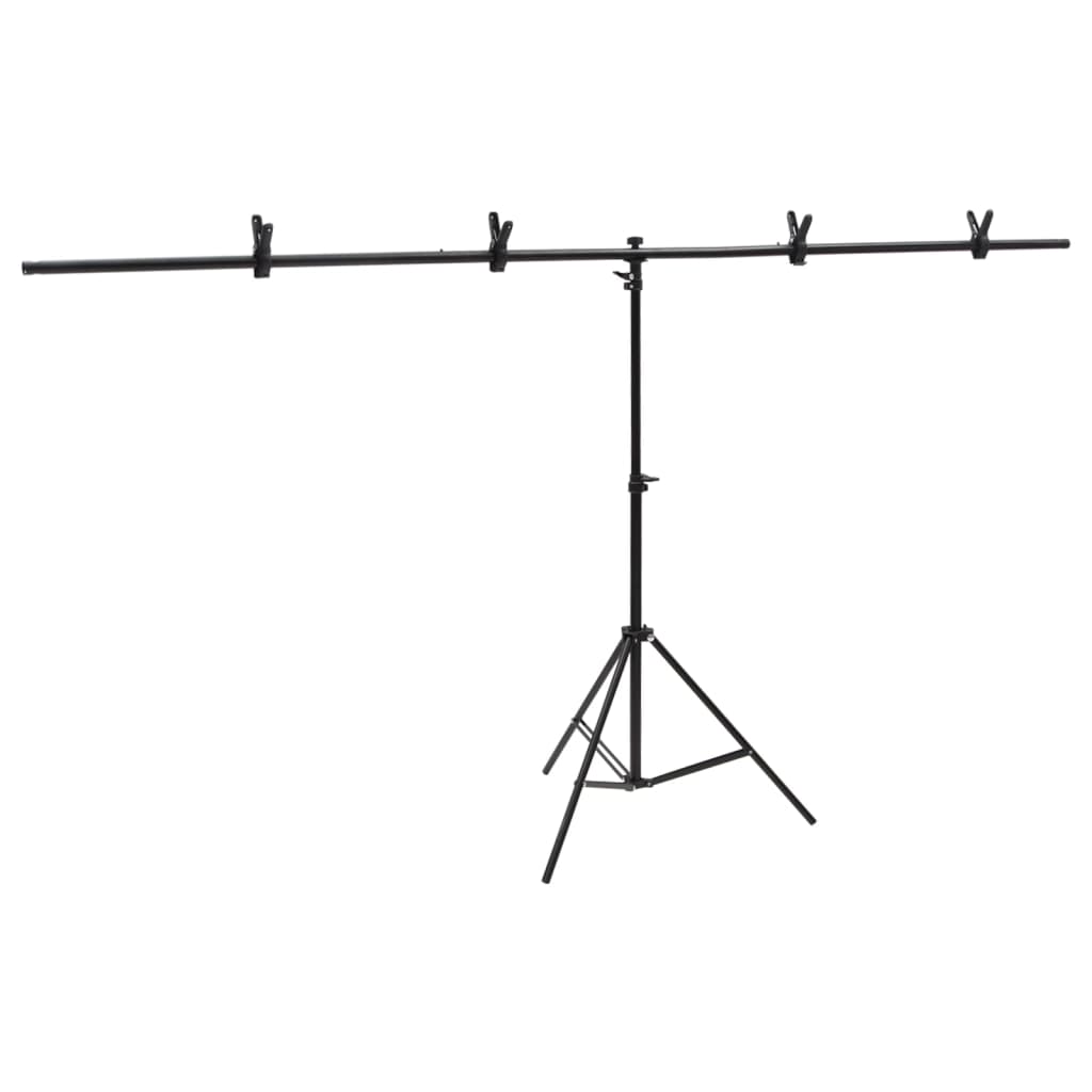 vidaXL Support de fond en forme de T Noir 201x60x(70-200) cm