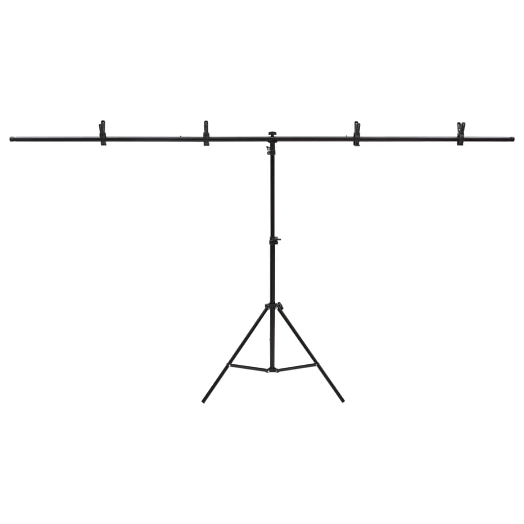 vidaXL Support de fond en forme de T Noir 201x60x(70-200) cm
