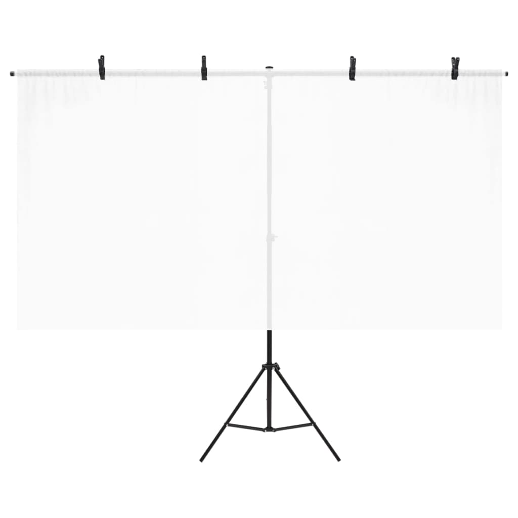 vidaXL Support de fond en forme de T Noir 201x60x(70-200) cm