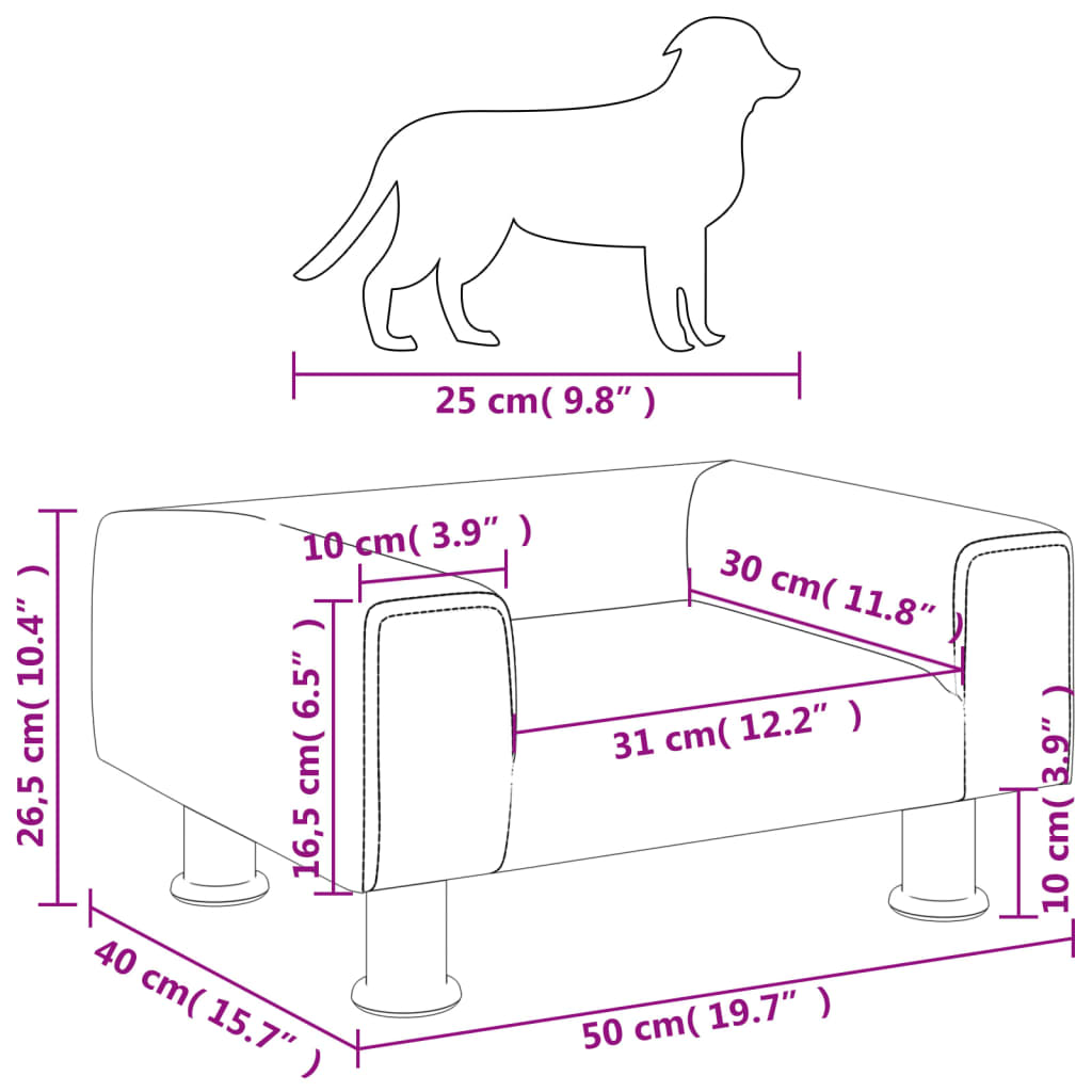 vidaXL Lit pour chien bleu 50x40x26,5 cm velours
