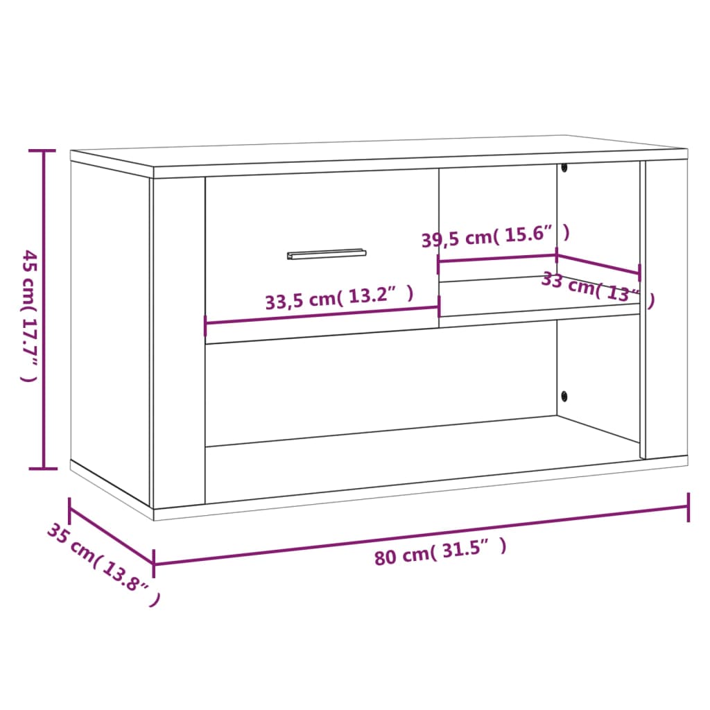 vidaXL Armoire à chaussures Chêne fumé 80x35x45 cm Bois d'ingénierie