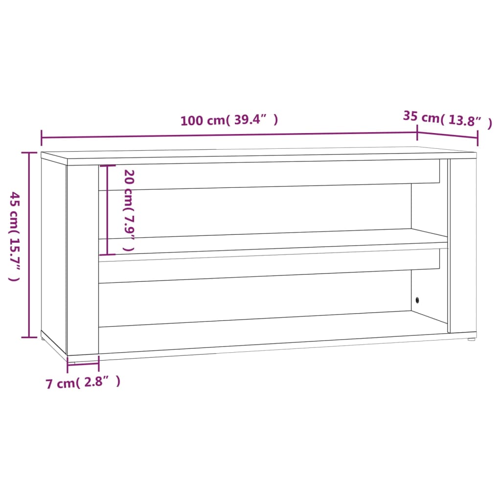 vidaXL Étagère à chaussures Chêne sonoma 100x35x45cm Bois d'ingénierie