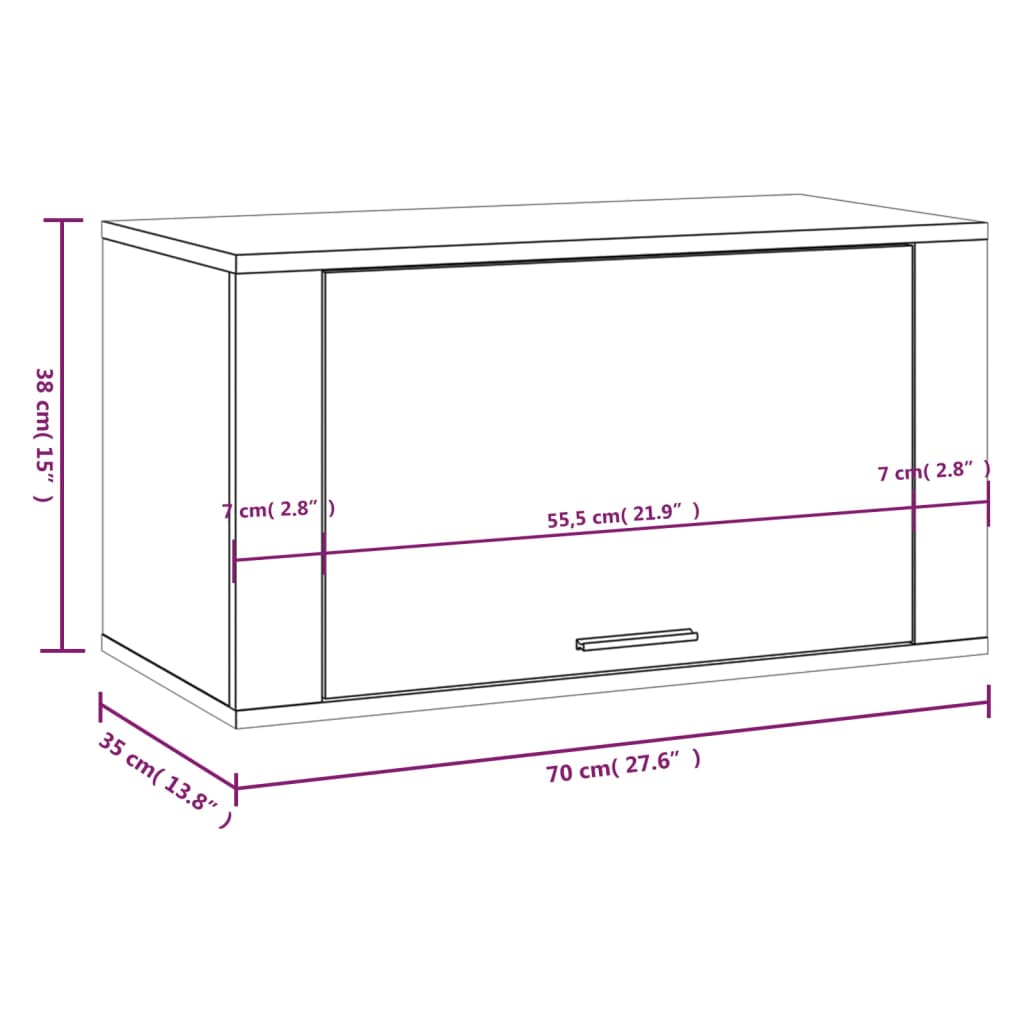 vidaXL Armoire à chaussures murale Chêne fumé 70x35x38 cm Bois de Pin