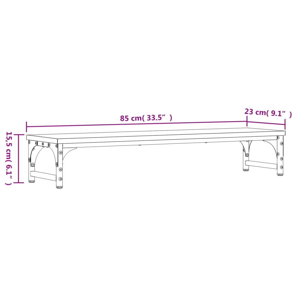 vidaXL Support de moniteur noir 85x23x15,5 cm bois d'ingénierie