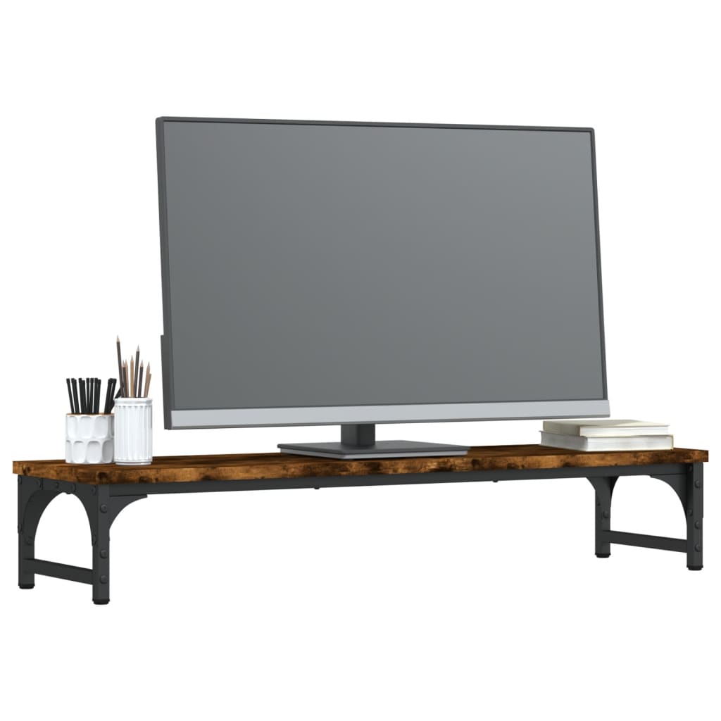vidaXL Support de moniteur chêne fumé 85x23x15,5 cm bois d'ingénierie