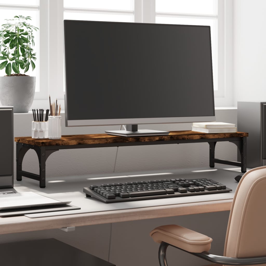 vidaXL Support de moniteur chêne fumé 85x23x15,5 cm bois d'ingénierie