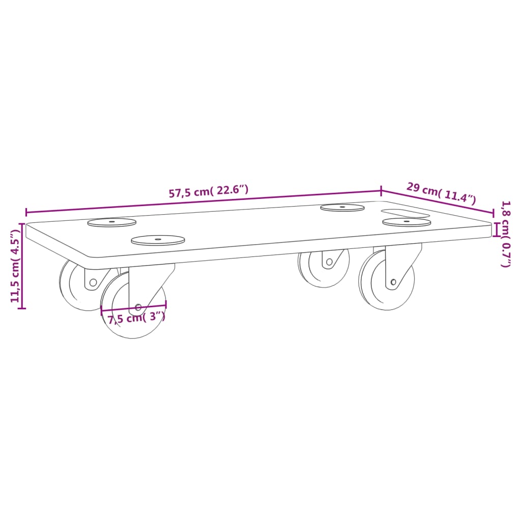 vidaXL Chariots sur roulettes 6 pcs rectangulaire bois d'ingénierie