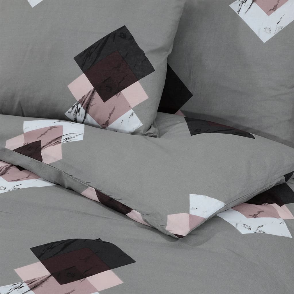 vidaXL Ensemble de housse de couette Gris 200x220 cm Coton