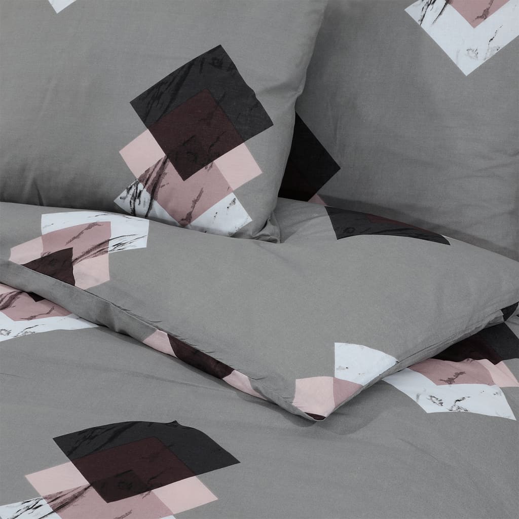 vidaXL Ensemble de housse de couette Gris 200x200 cm Coton