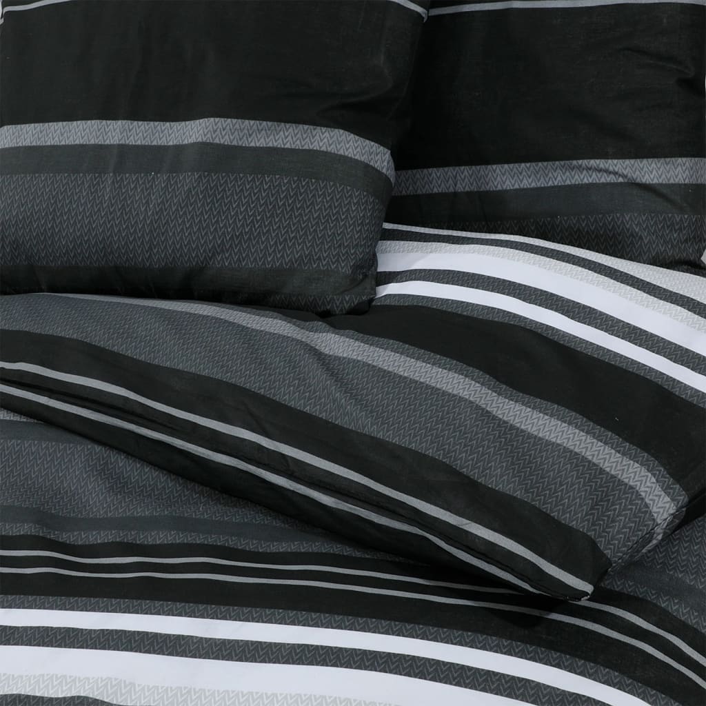 vidaXL Ensemble de housse de couette noir et blanc 200x220 cm Coton