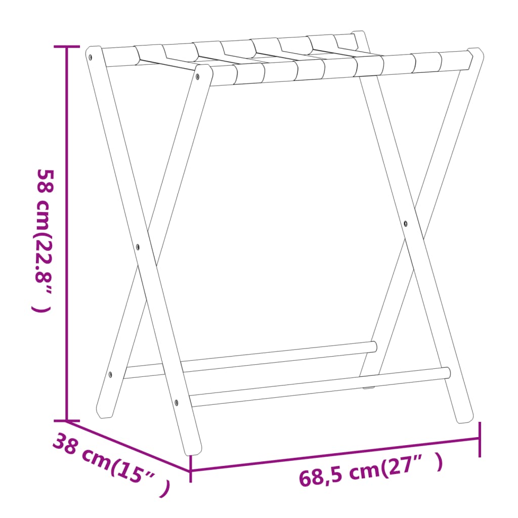 vidaXL Porte-bagages 68,5x38x58 cm bambou