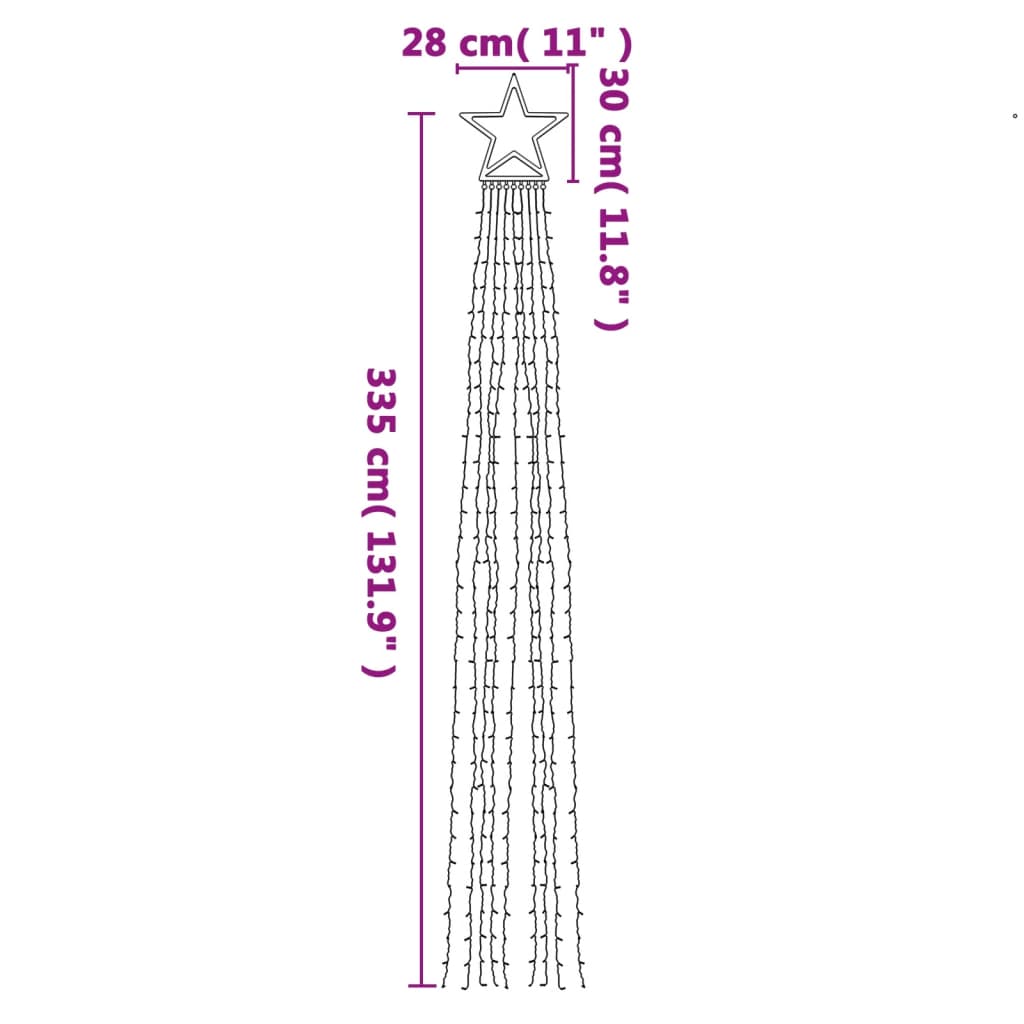 vidaXL Guirlande de sapin de Noël 320 LED bleu 375 cm